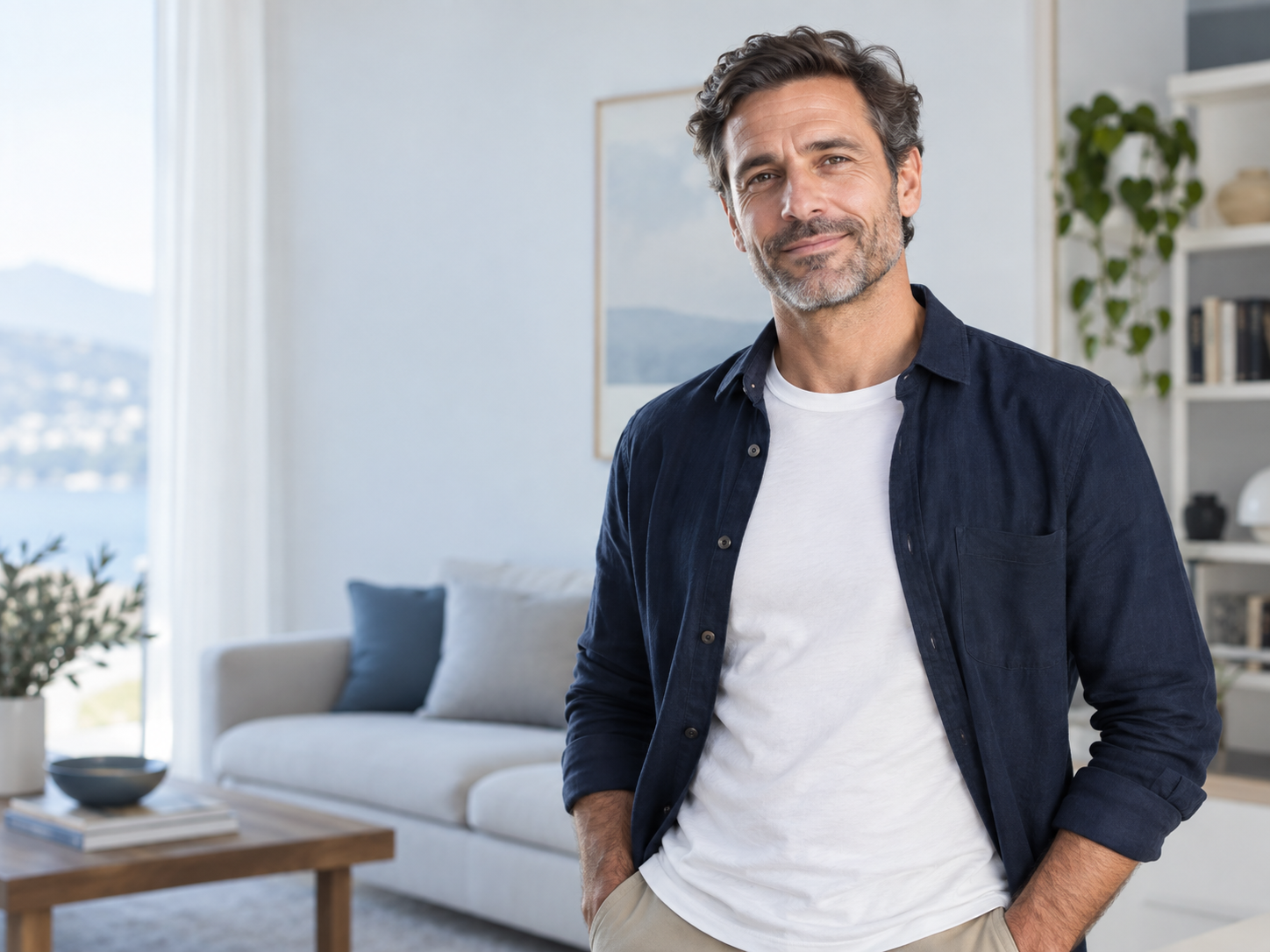 Uomo adulto in un ambiente domestico moderno