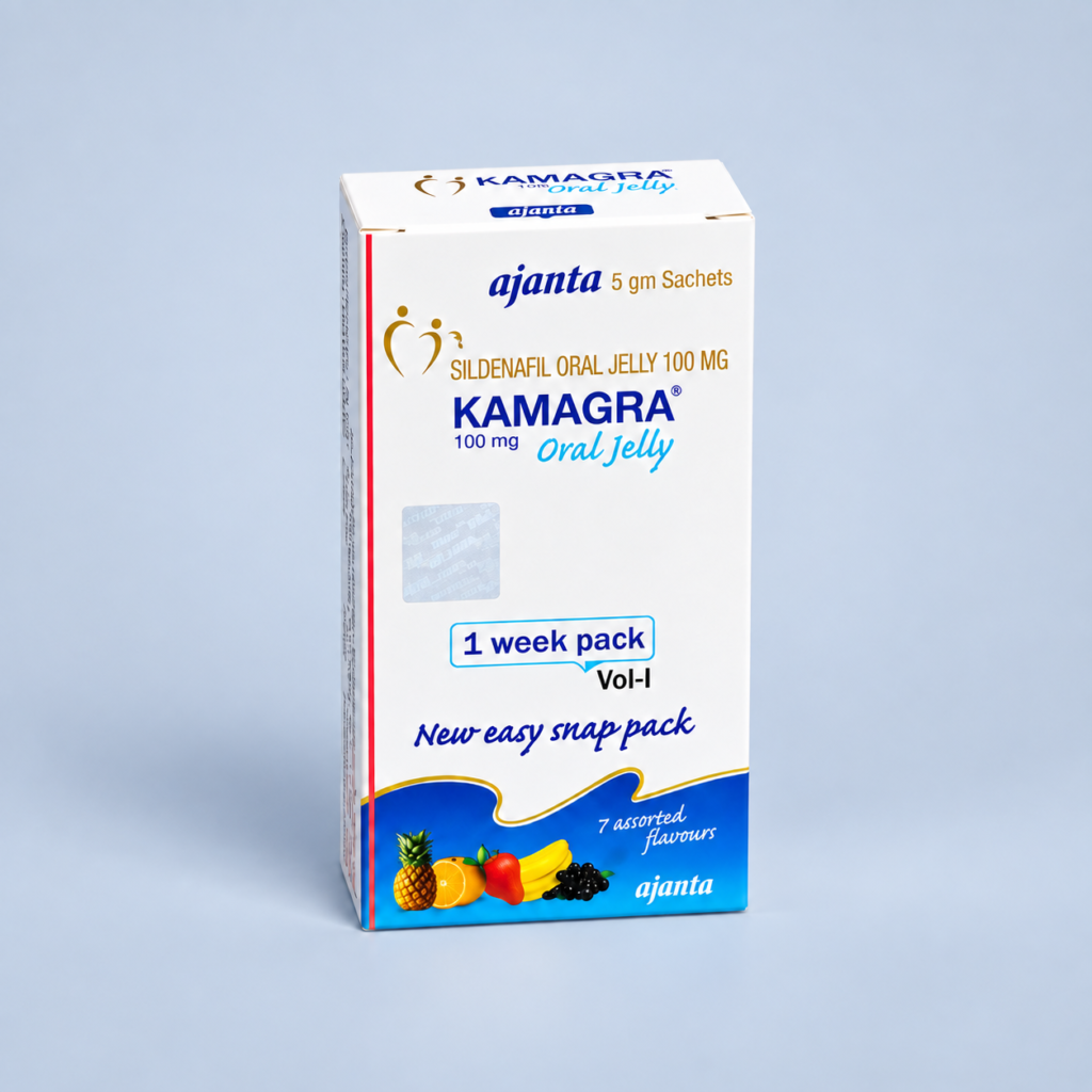 KAMAGRA ORAL JELLY 100 MG - confezione e prodotto, immagine 1