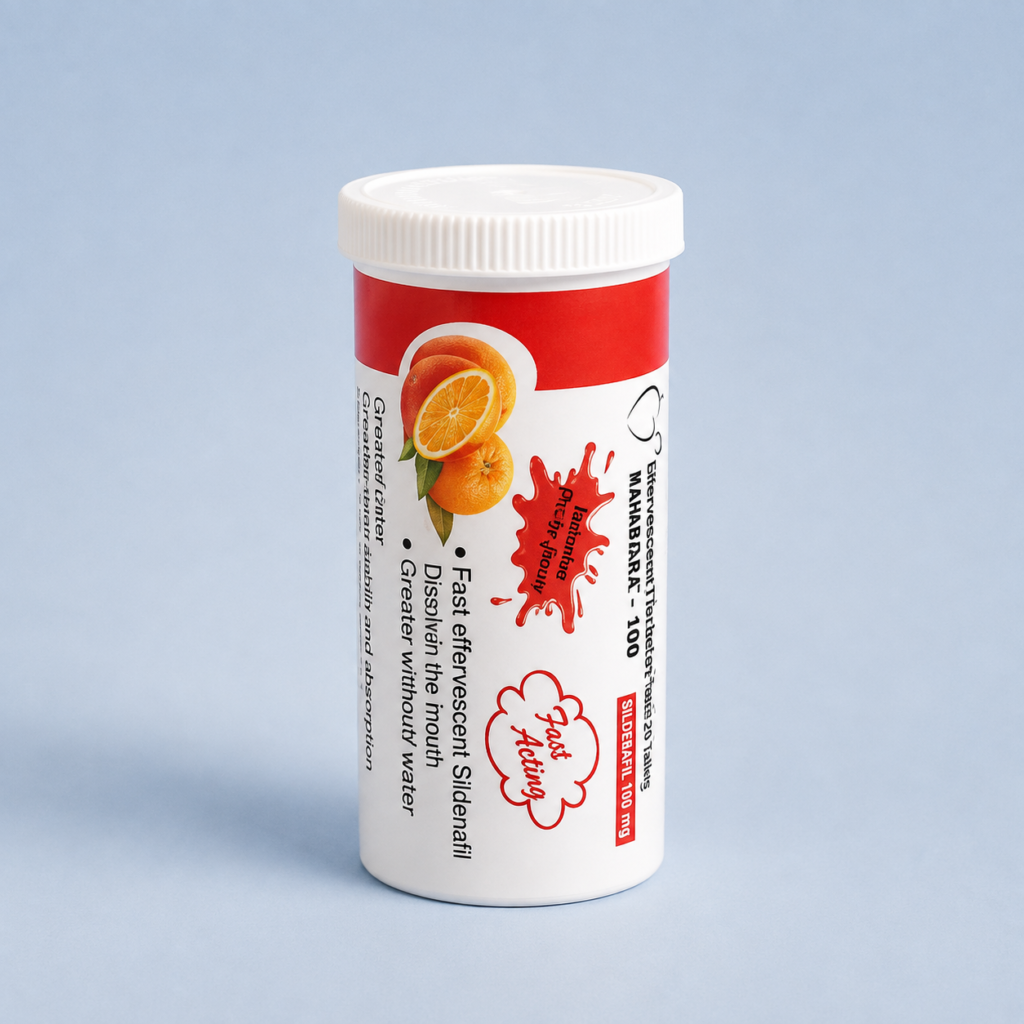 KAMAGRA EFFERVESCENT 100 - confezione e prodotto, immagine 1