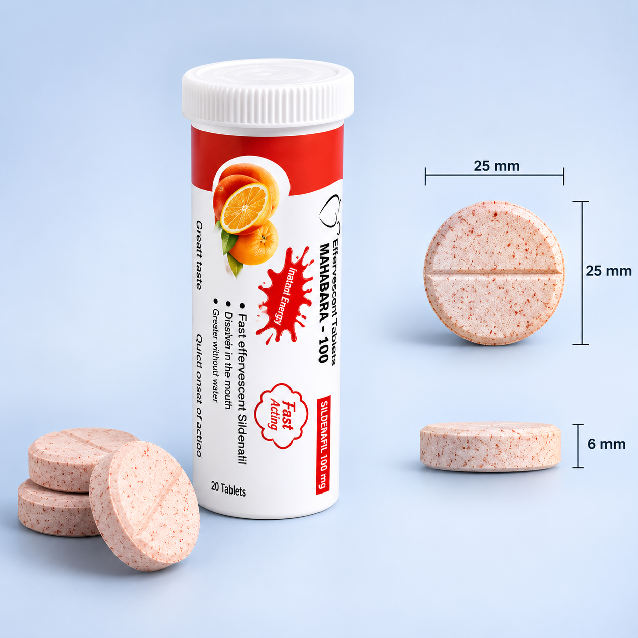 KAMAGRA EFFERVESCENT 100 - confezione e prodotto, immagine 2