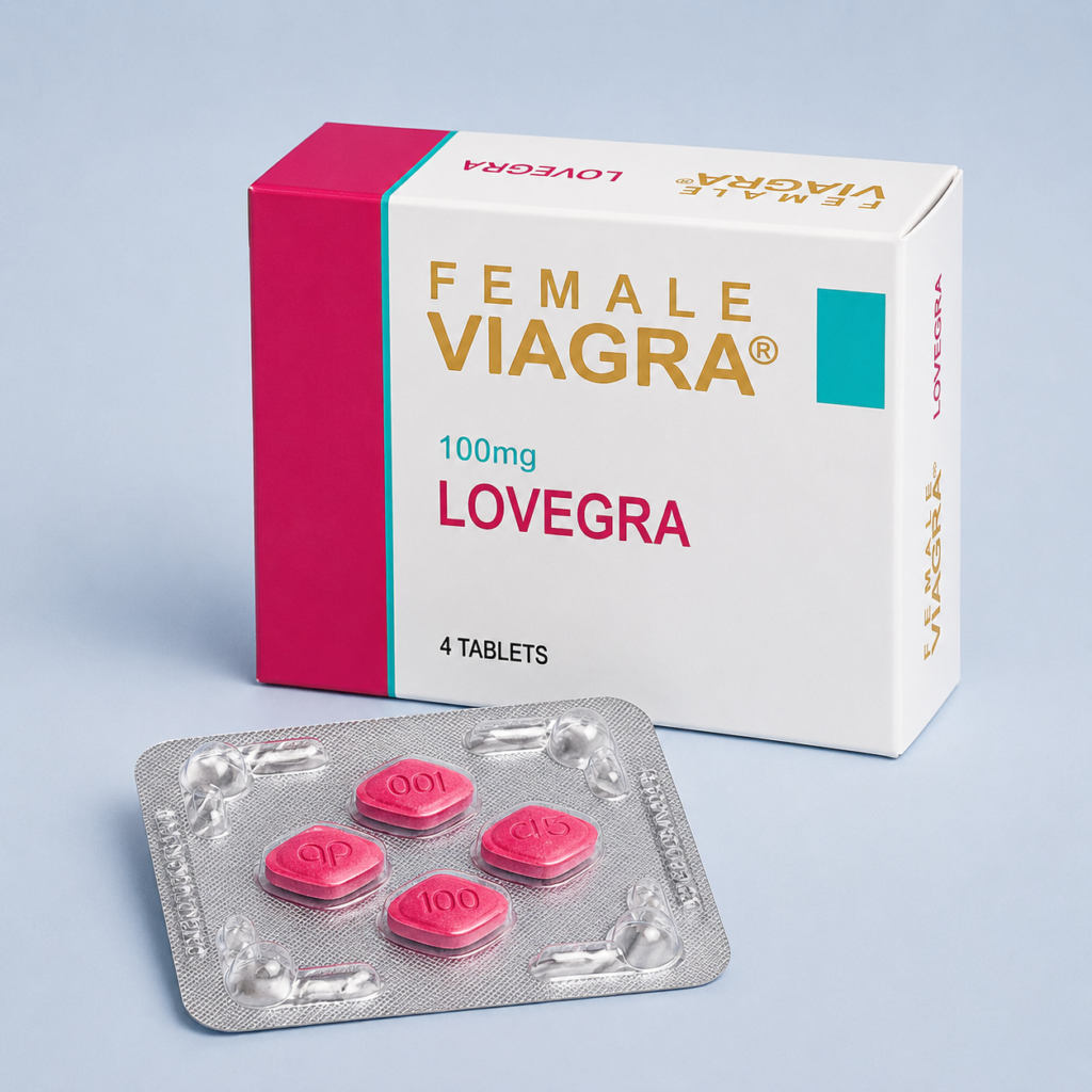 LOVEGRA 100 MG - confezione e prodotto, immagine 1