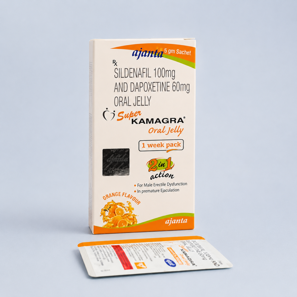 SUPER KAMAGRA ORAL JELLY - confezione e prodotto, immagine 1