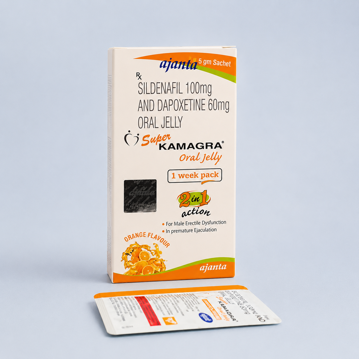SUPER KAMAGRA ORAL JELLY - confezione e prodotto, immagine 1